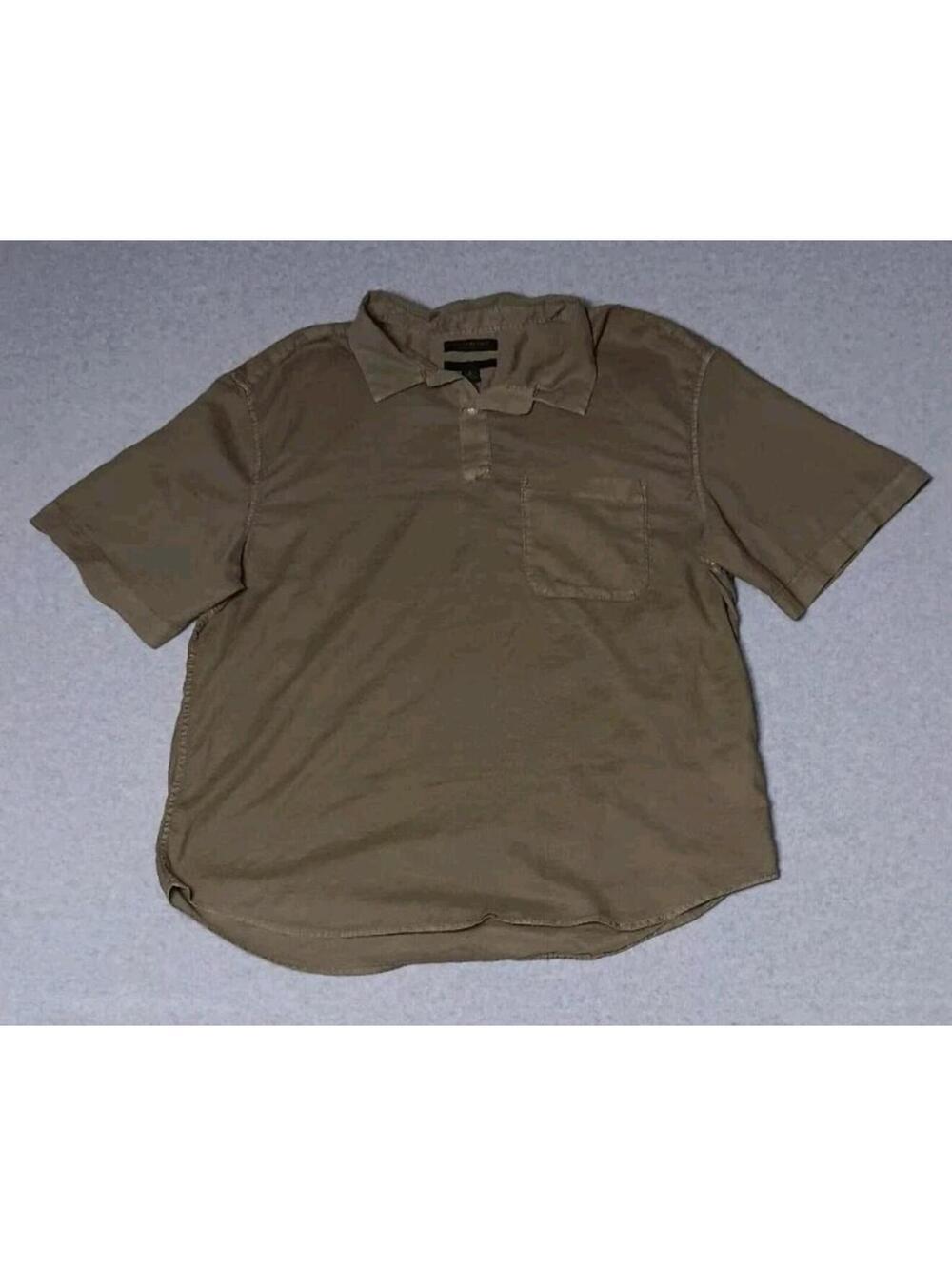 Banana Republic Organic Cotton Relaxed Fit Partial Button Shirt Mens Size Large
